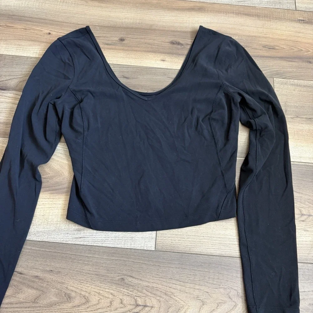 Lululemon Align Long Sleeve Shirt Top Women's Nulu Cropped Yoga Black Medium